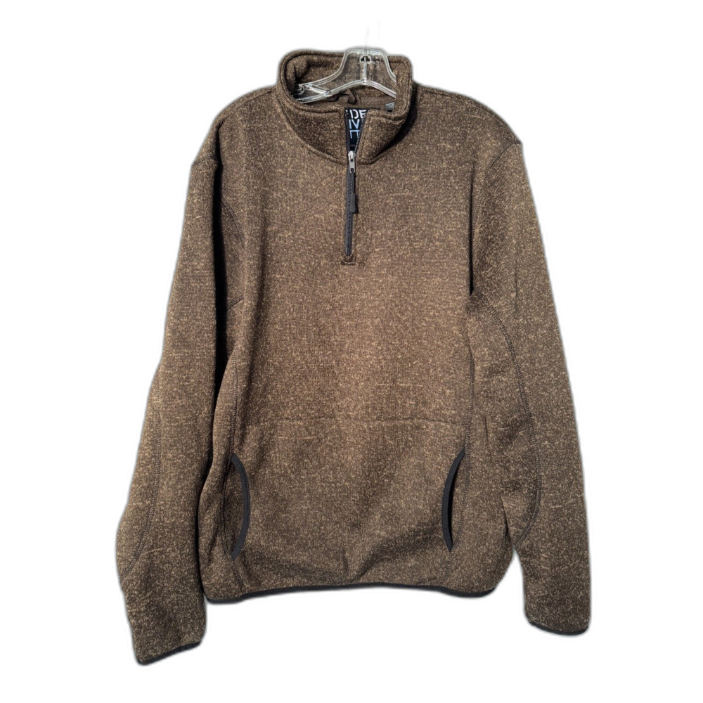 Powder River Outfitters by Panhandle Men's Brown Sweater Fleece 1/4 Zip Pullover